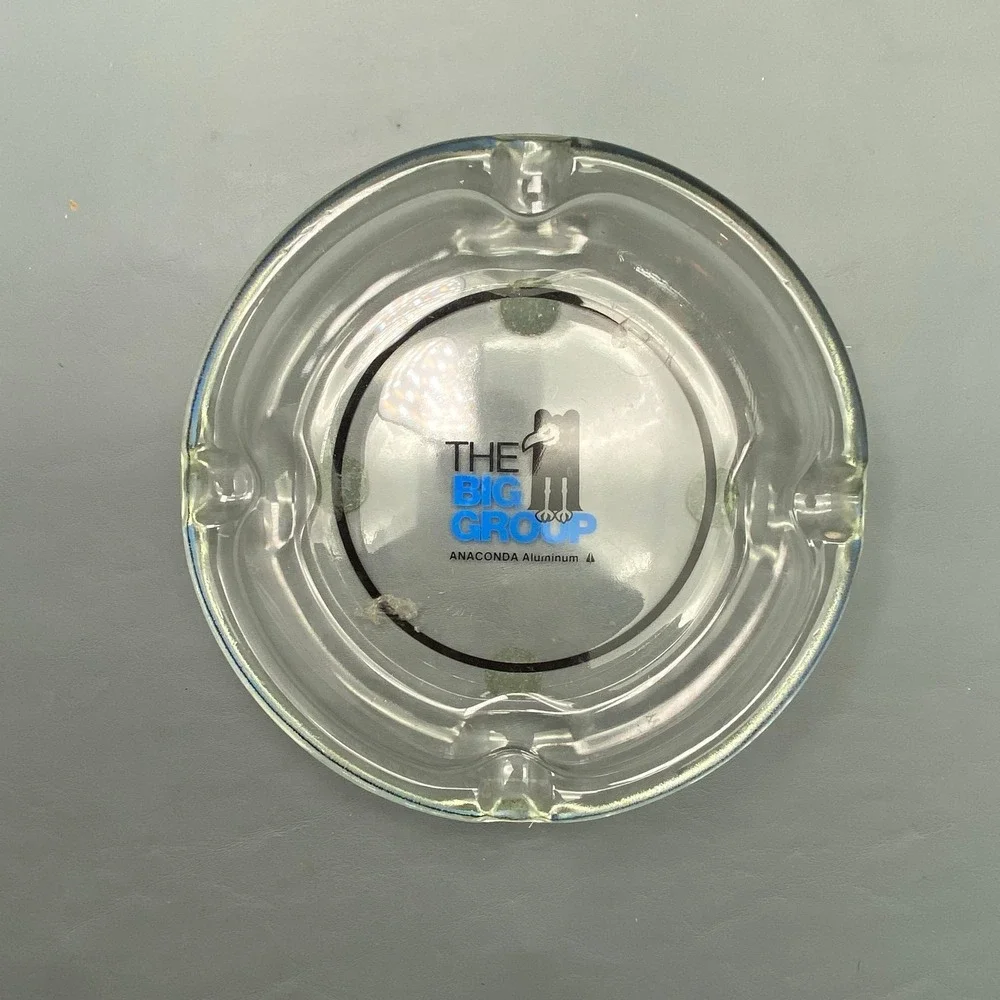 Vintage Anaconda Aluminum The Big‎ Group Glass Ashtray Vulture Mascot Promo